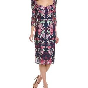 Marchesa Notte Embroidered Sheath Dress Women's Sz 0 NWT